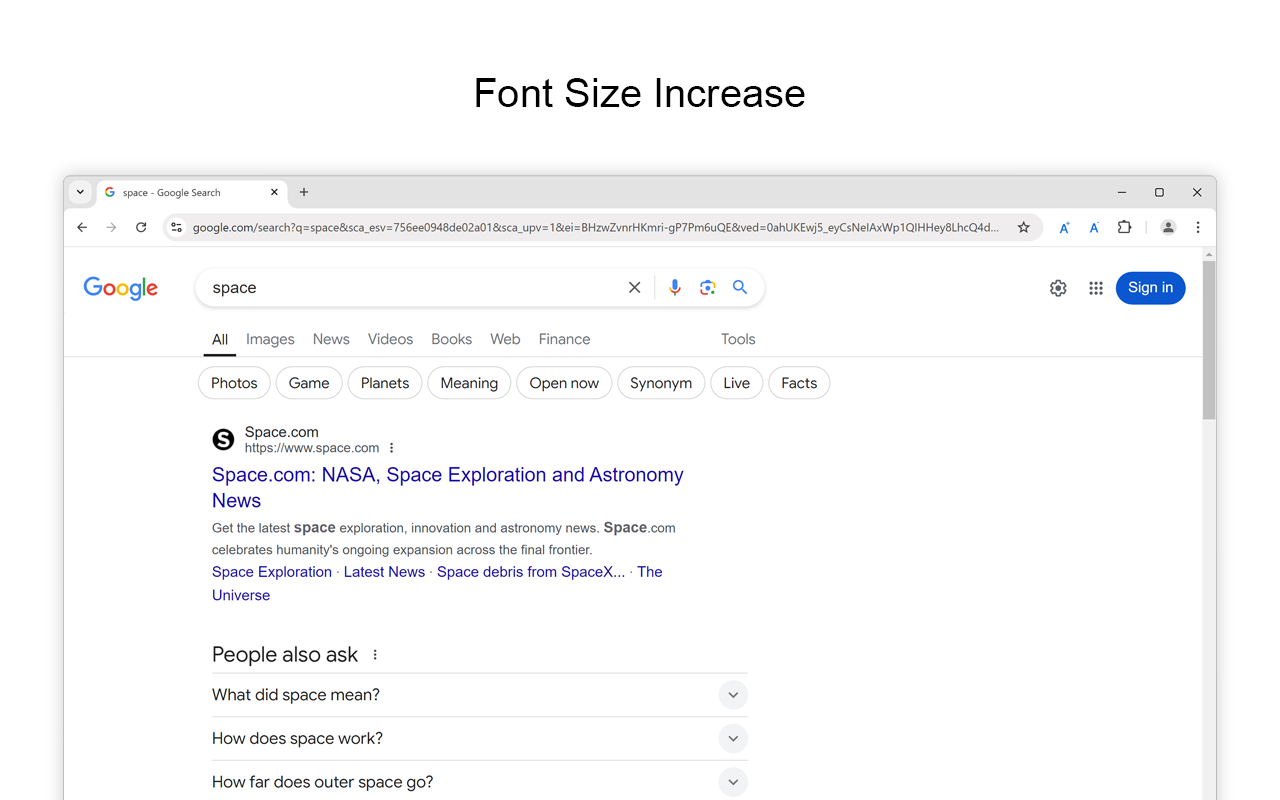 Font Size Increase for Google Chrome
