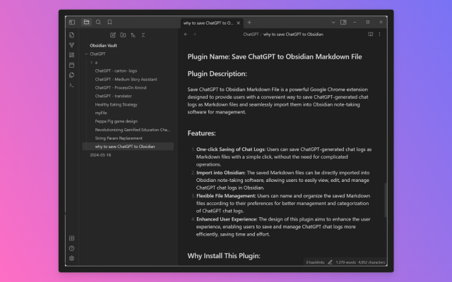 ChatGPT 导出到 Obsidian（Markdown）