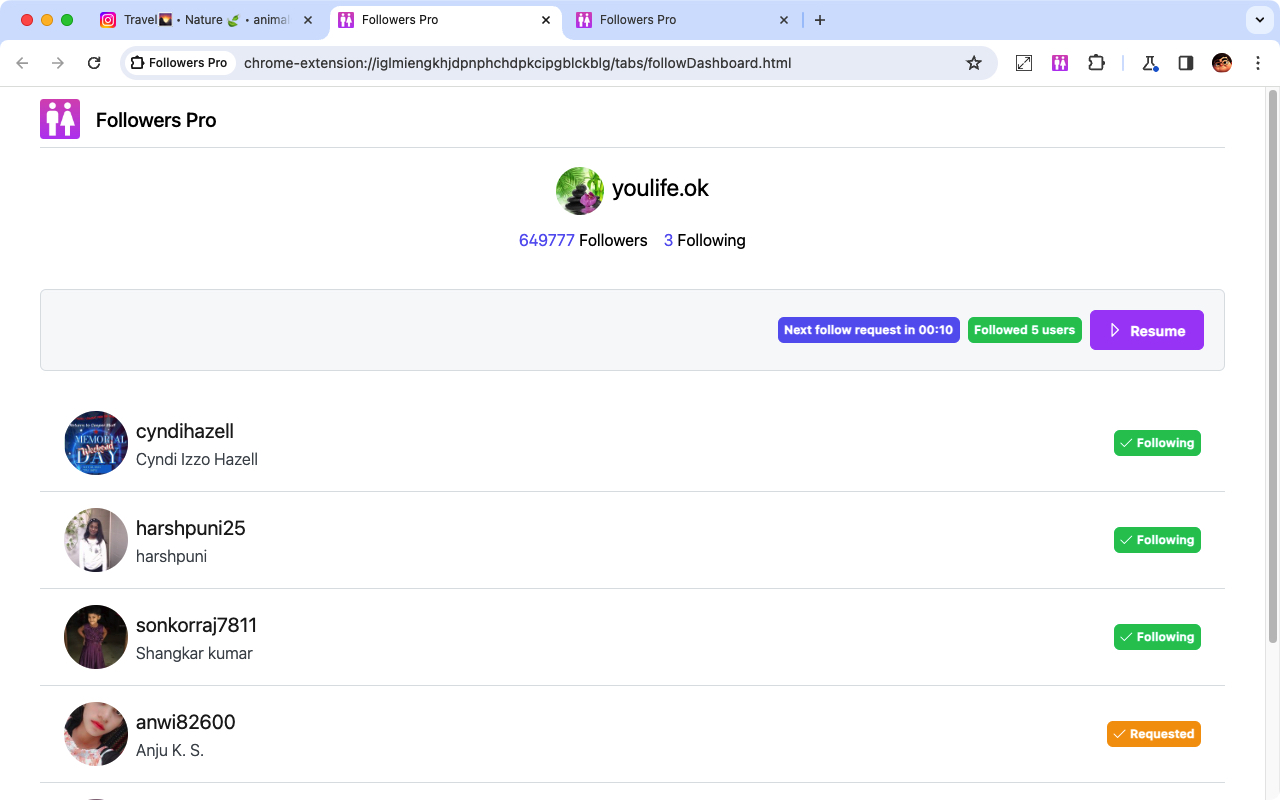 IG Auto Follow Unfollow - IG 自动关注取关