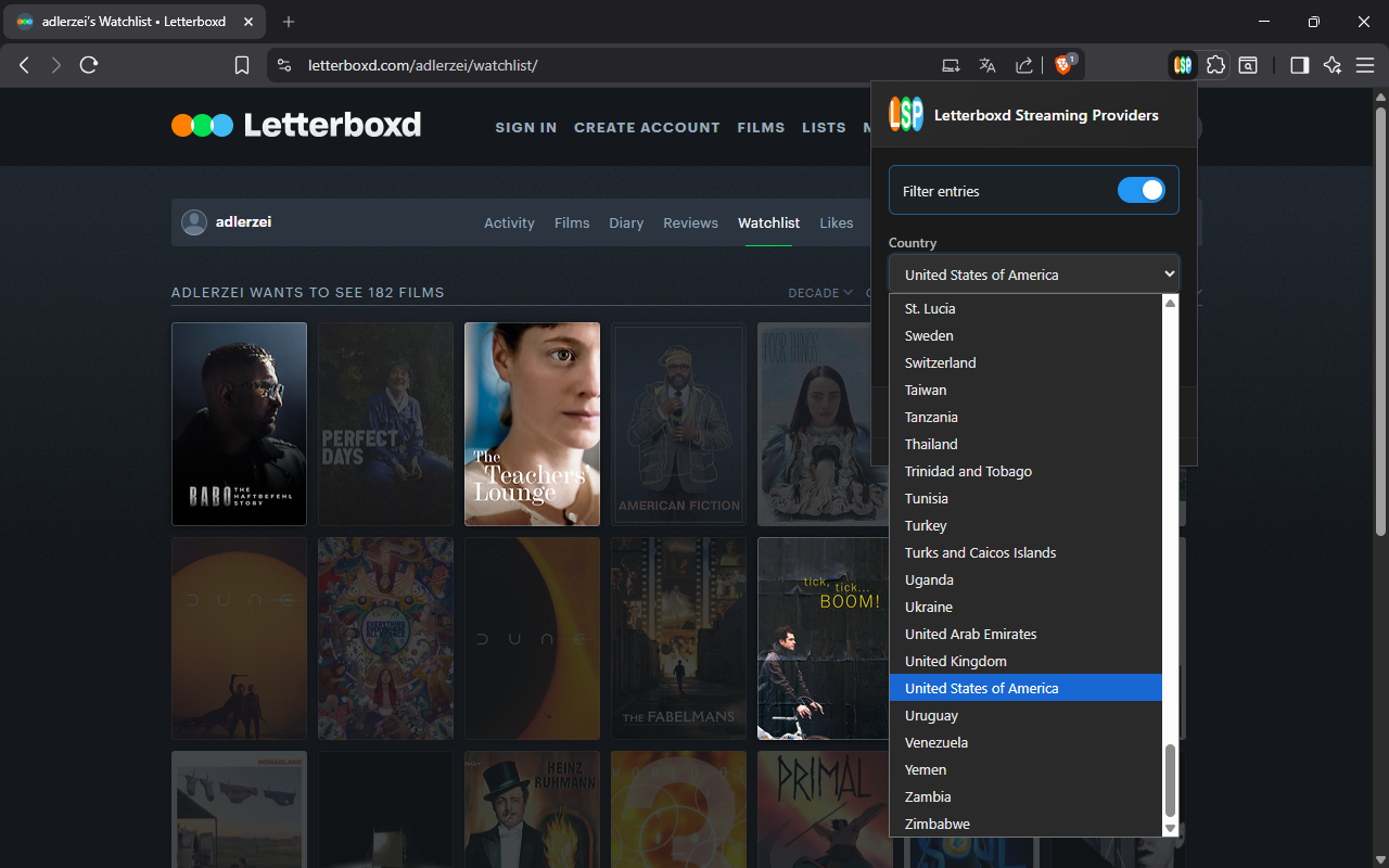 Letterboxd Streaming Providers