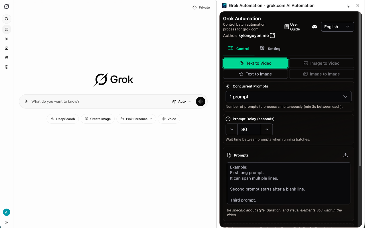 Grok Automation - Auto Grok on Grok.com