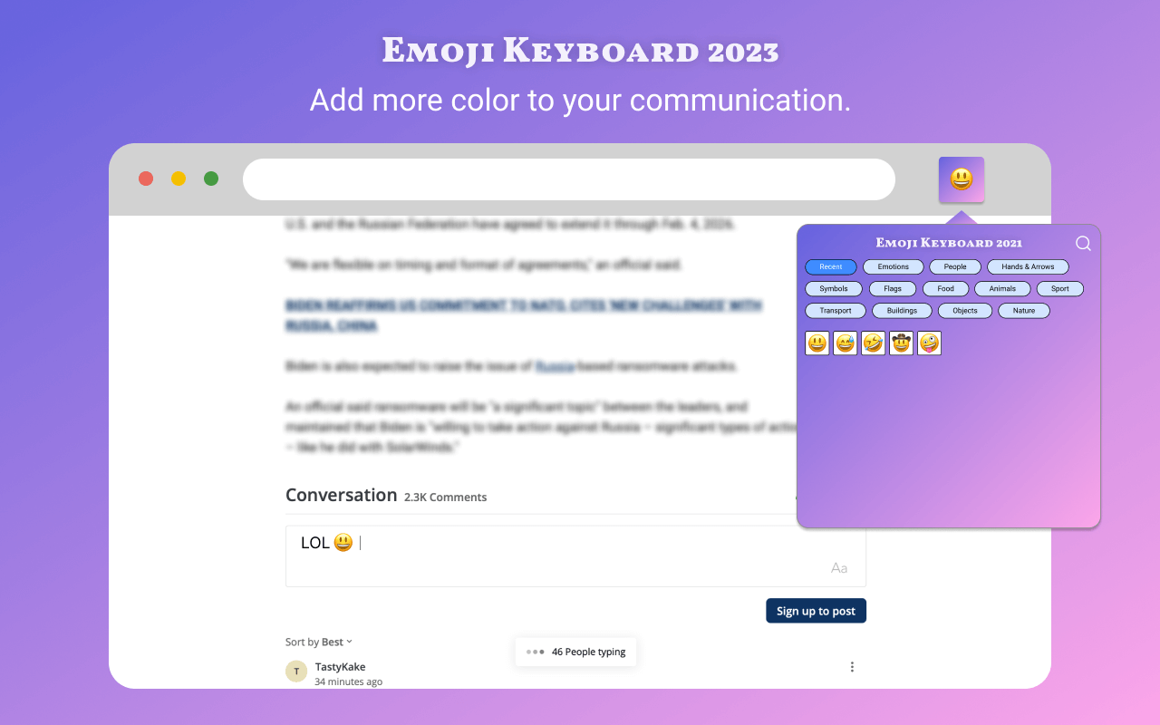 Emoji Keyboard 2023 - for Chrome Browser