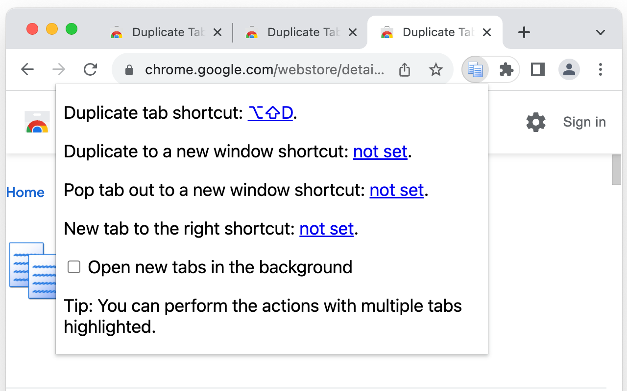 Duplicate Tab Shortcut