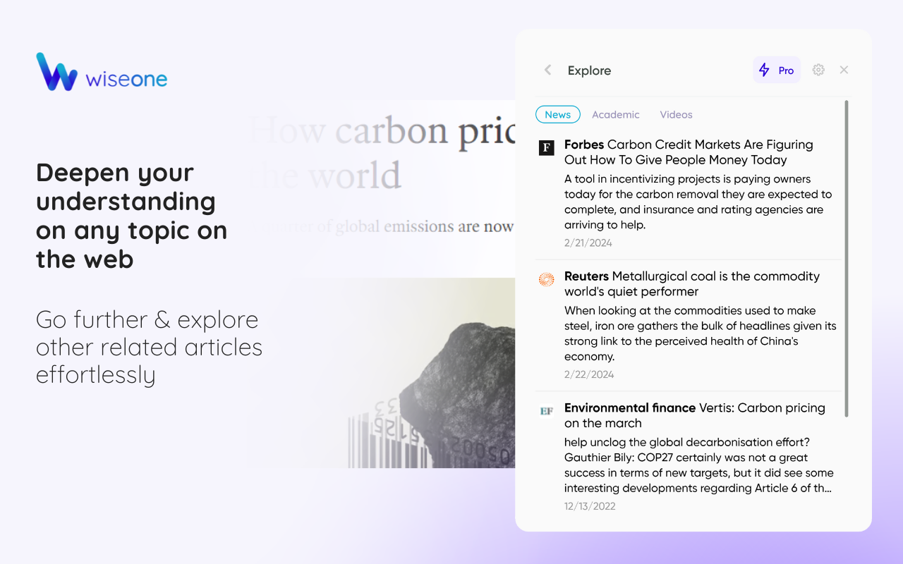 Wiseone - 您的人工智能搜索又阅读副驾驶