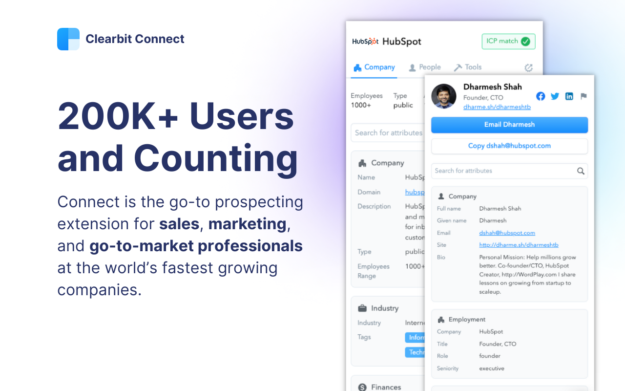 Clearbit Connect: Free, Verified B2B Emails