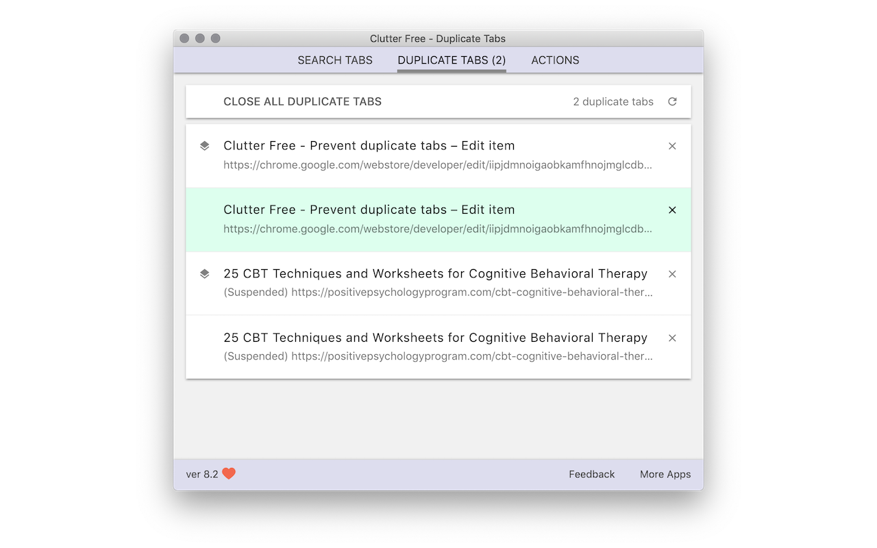 Clutter Free - Prevent duplicate tabs