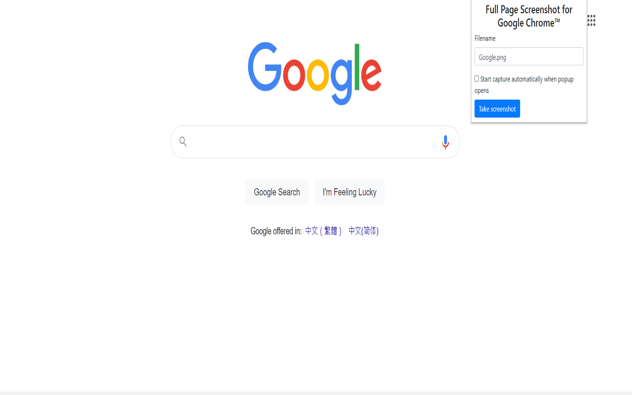 Google Chrome™的完整页面截图