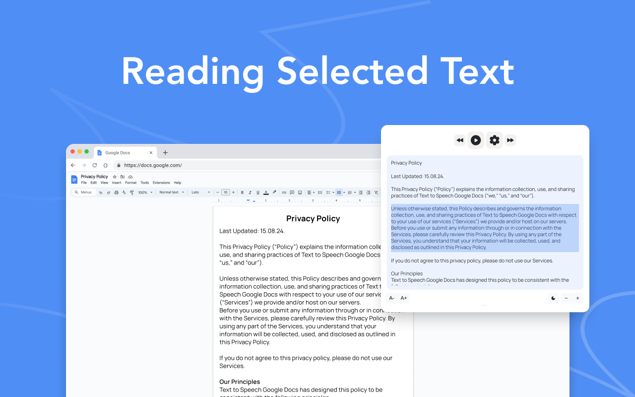 将文本转换为语音在Google Docs中 - Text to Speech Google Docs