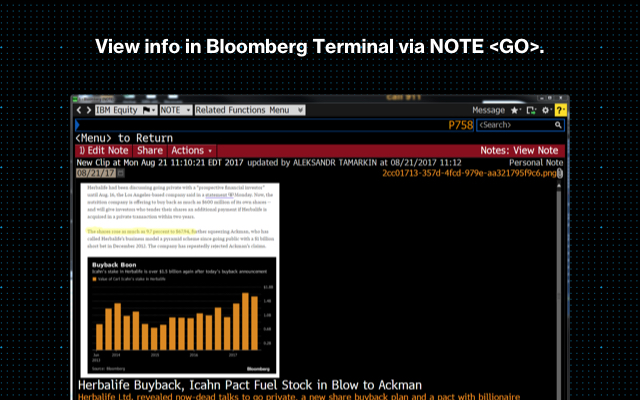 Bloomberg Terminal: Clip to NOTE