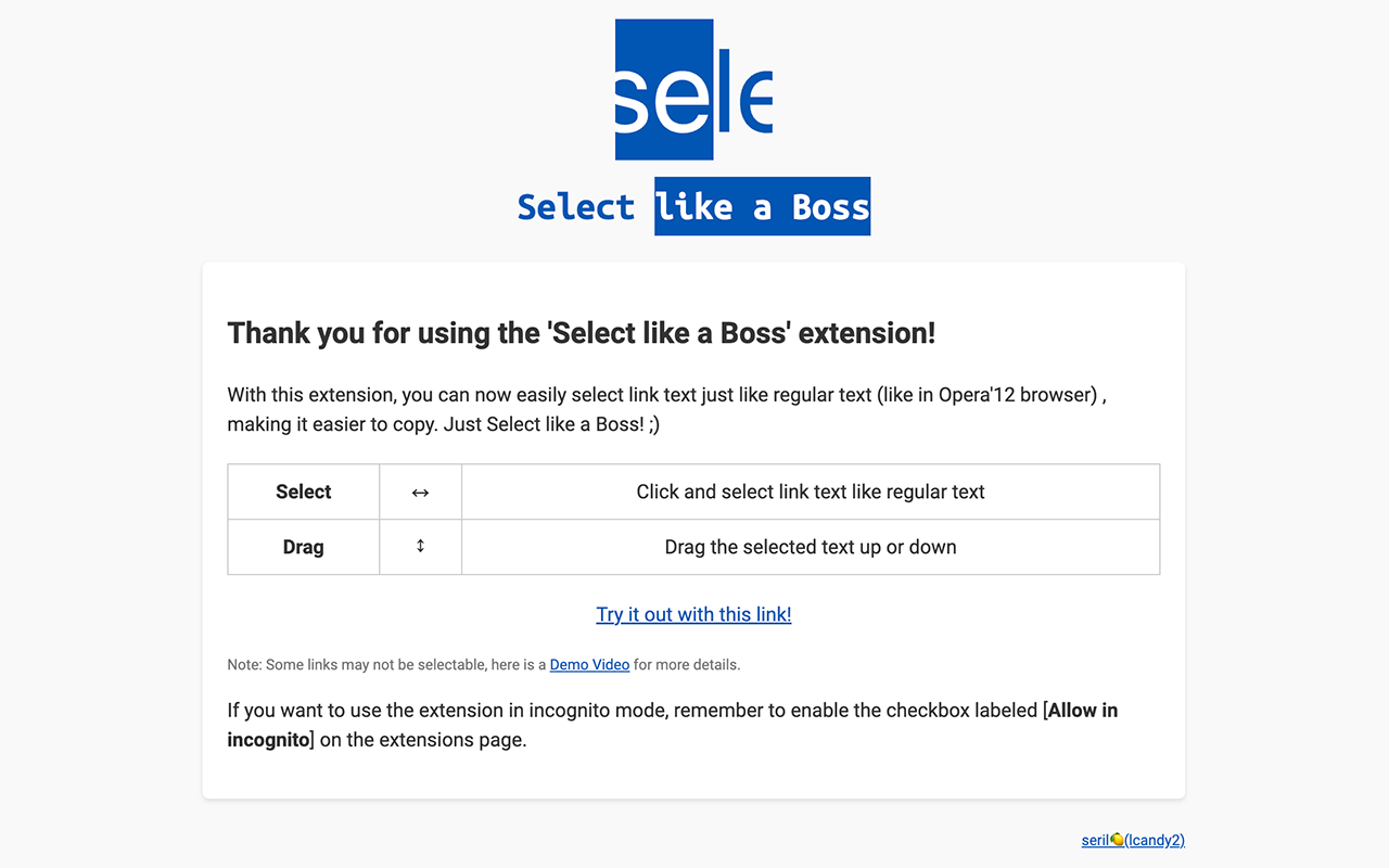 Select like a Boss - Select all kinds of text by dragging ↔