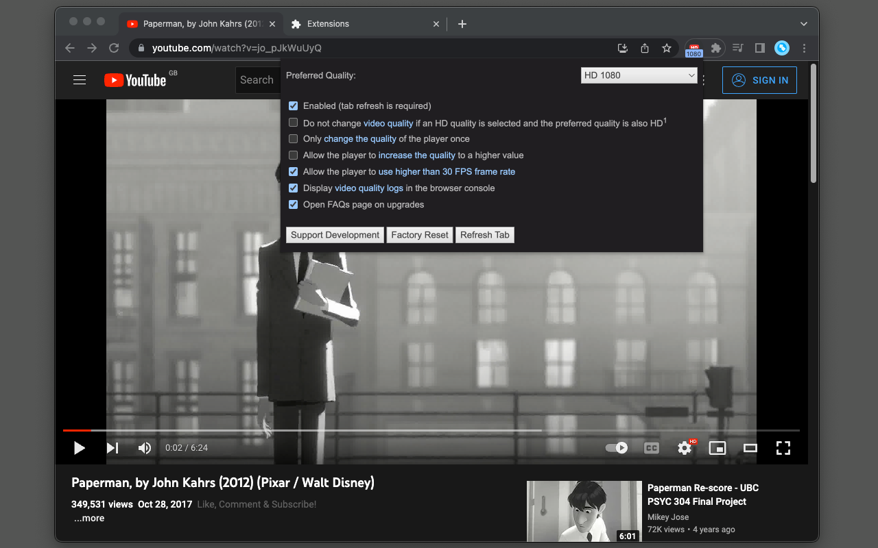 Auto High Quality for YouTube™