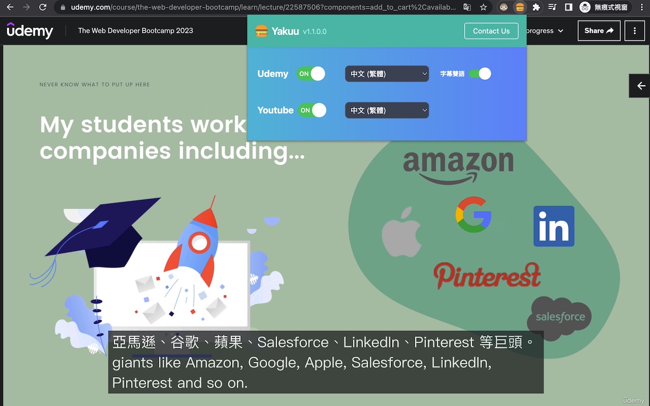 Udemy Subtitle Translator - Yakuu