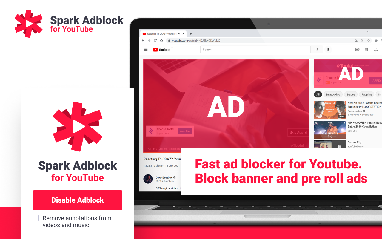 Spark blocker - Adblock for Youtube