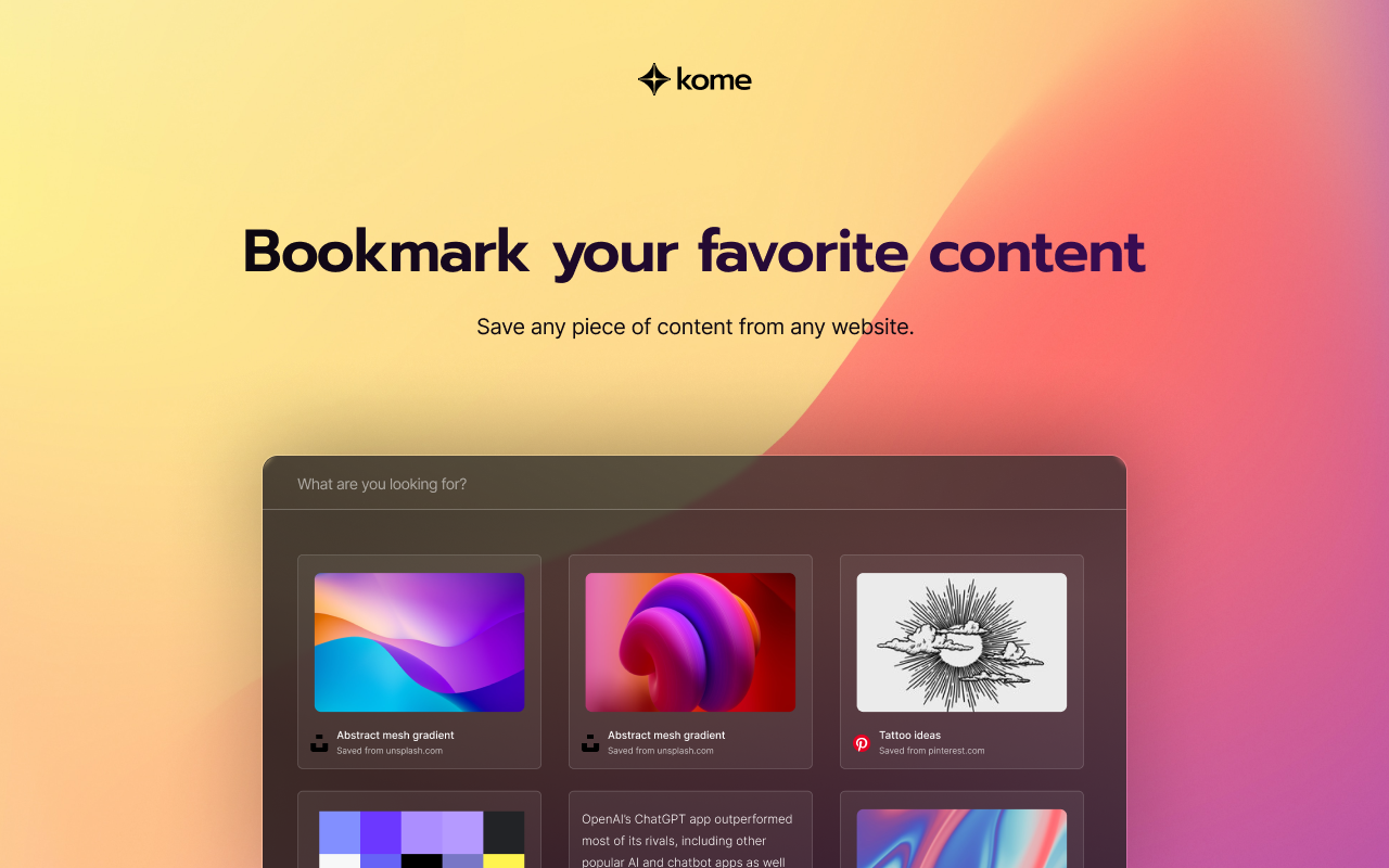 Kome: AI Summary and Bookmark App