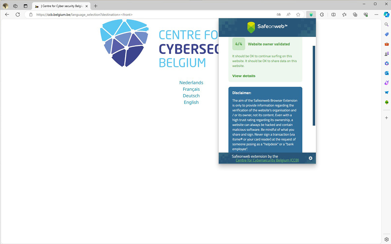 Safeonweb Browser Extension