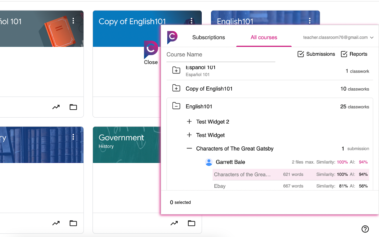 Google Classroom plagiarism and AI checker