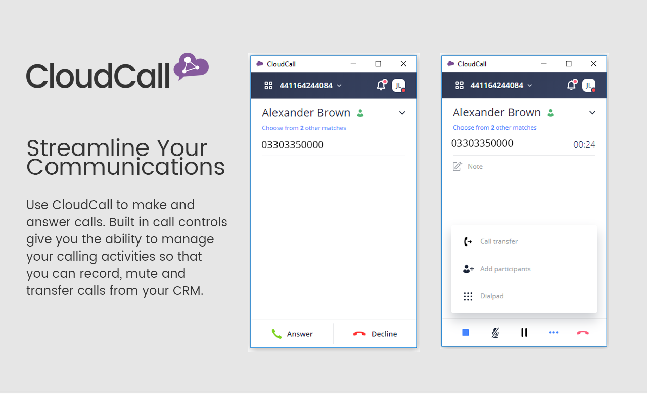 CloudCall Unified Communications for CRM