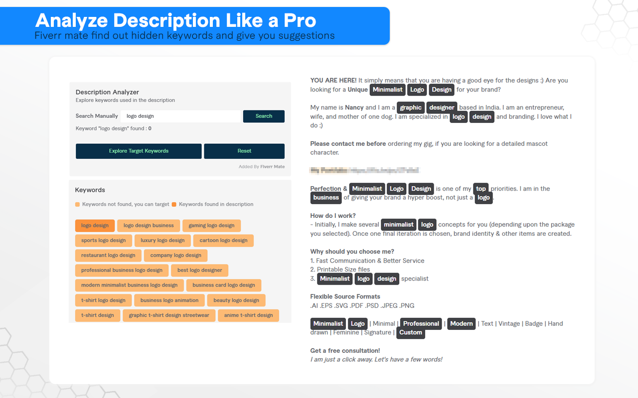 Fiverr Mate:Fiverr Gig SEO Tool