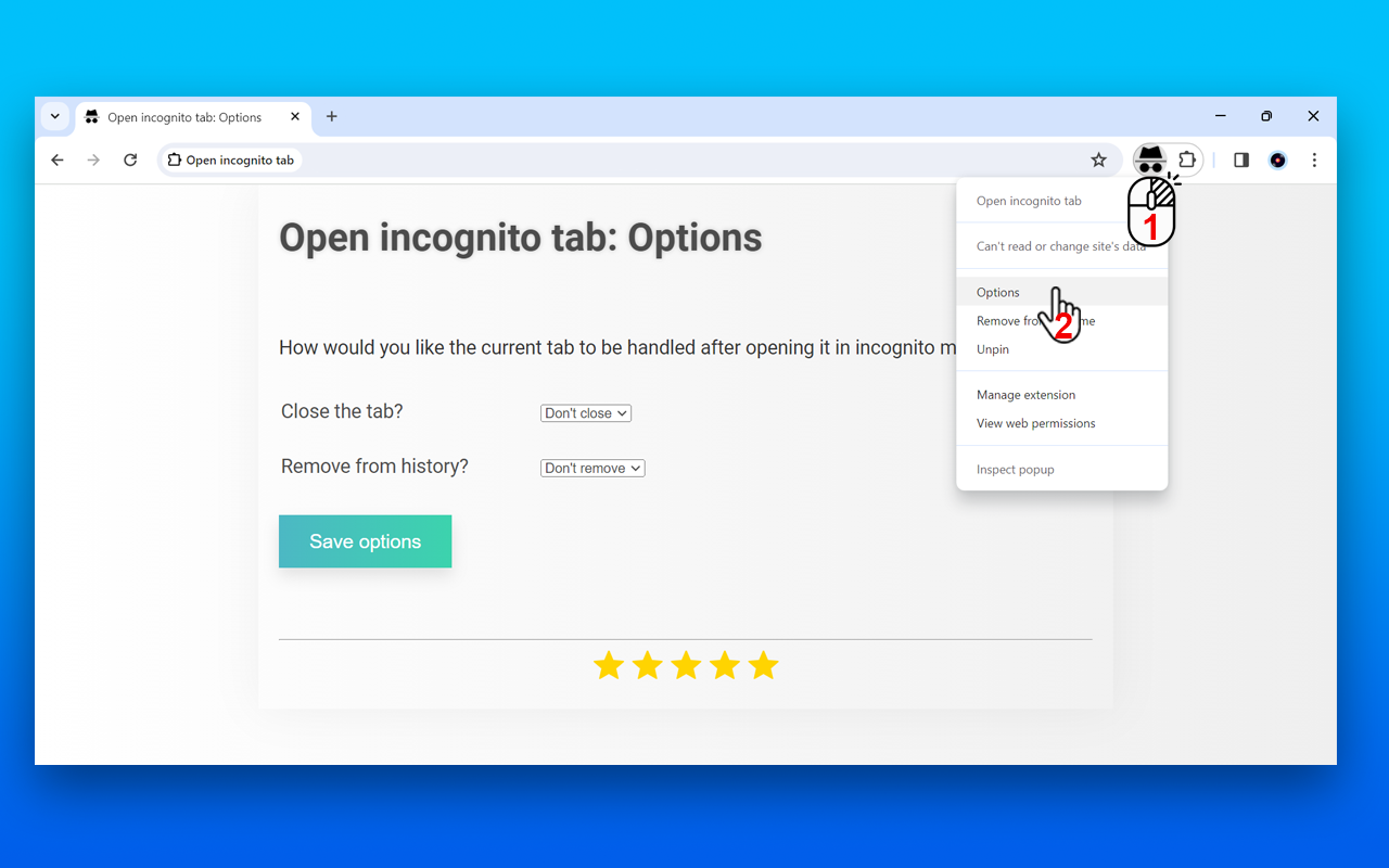 打开隐身选项卡