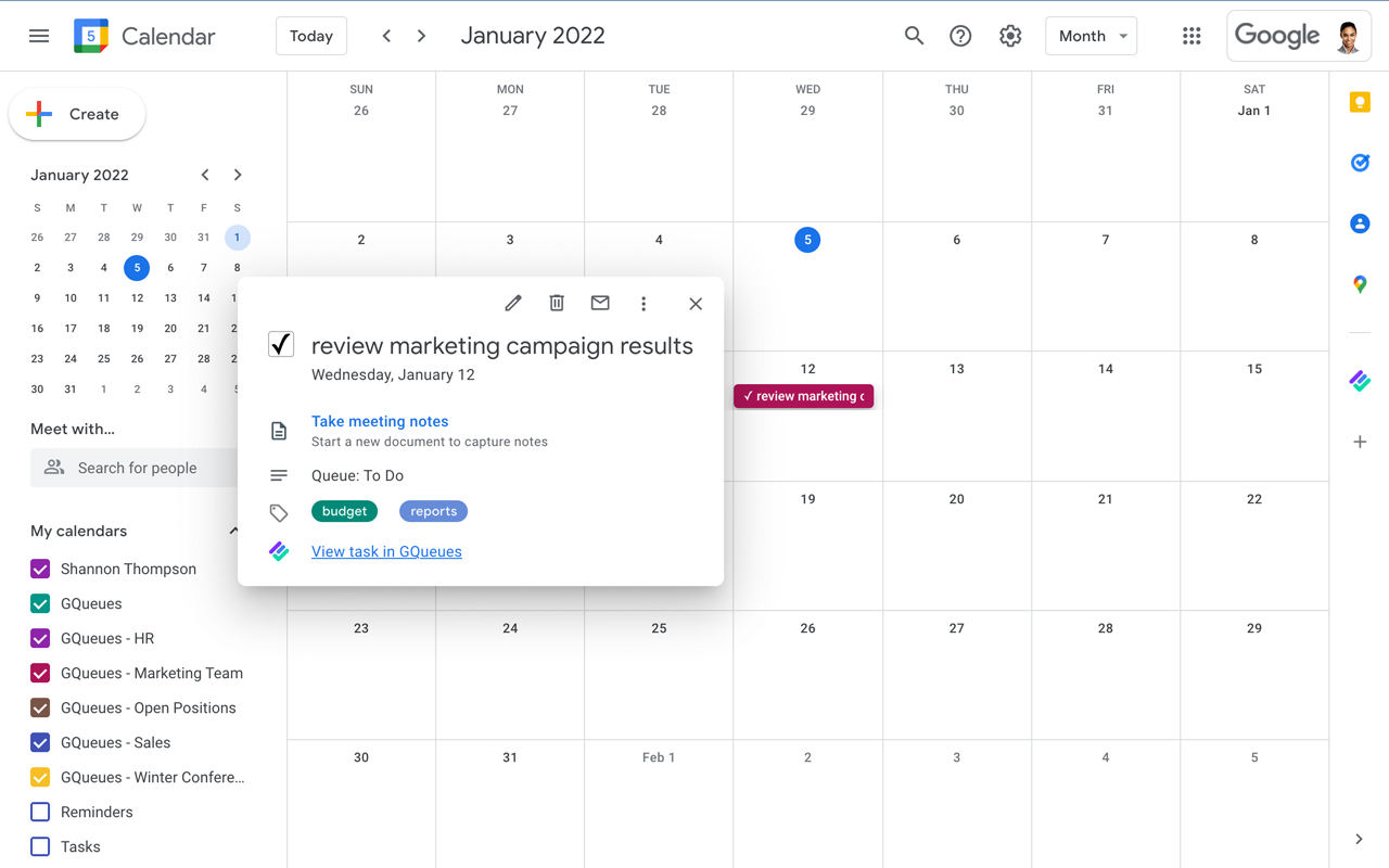 GQueues for Google Calendar