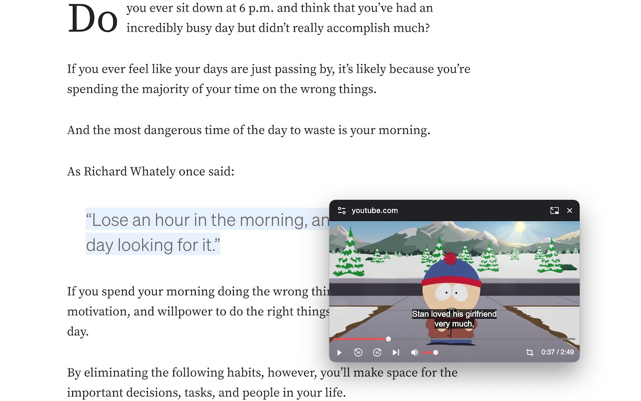 Super PiP - Picture-in-Picture with playback controls and subtitles