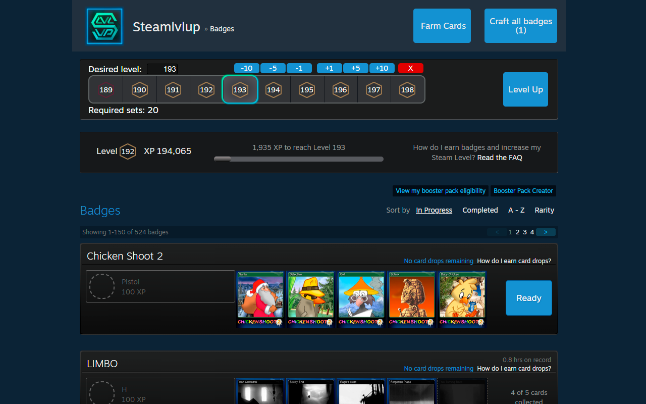 Steamlvlup Card Factory