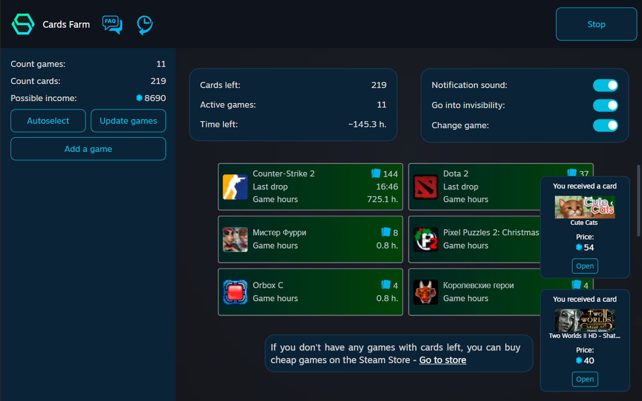 Steamlvlup Card Factory