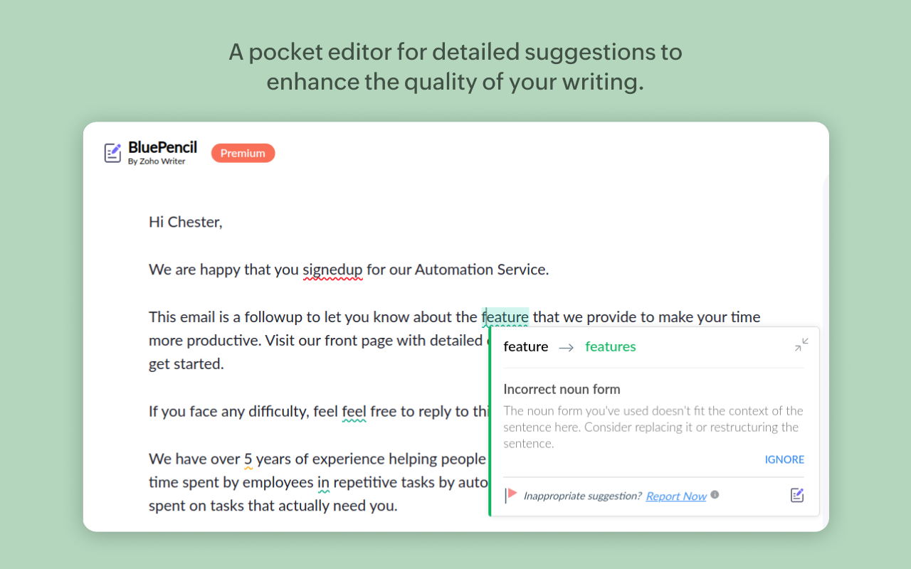 Zoho BluePencil: Free Grammar & Spell Checker