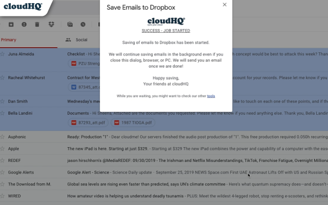 Save Emails to Dropbox by cloudHQ