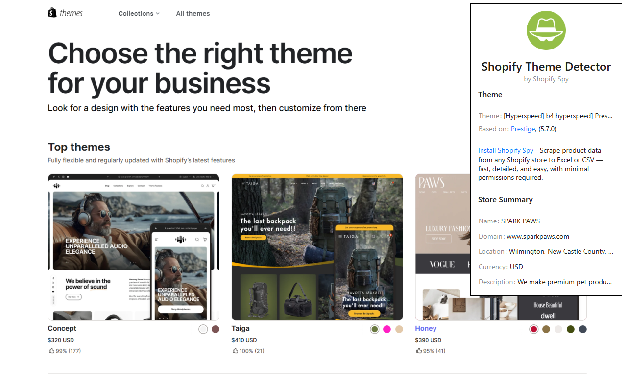 Shopify Theme Detector by Shopify Spy