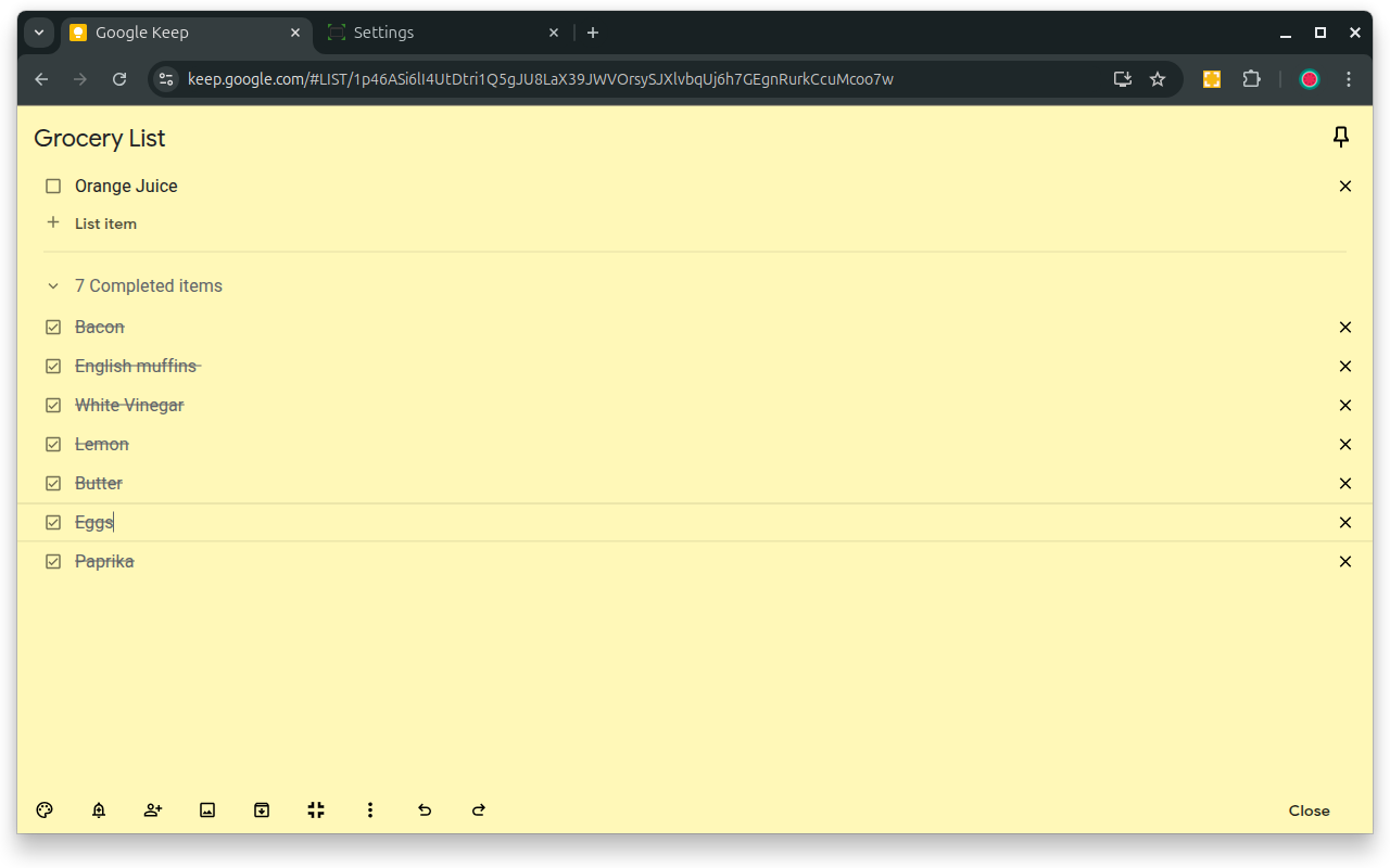 Google Keep - Full Screen Edit