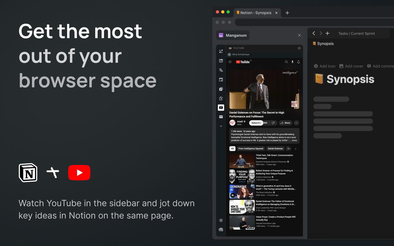 Manganum：带有 Mail 和 Calendar 的侧边栏 - 与 Google Calendar 和 Gmail 同步