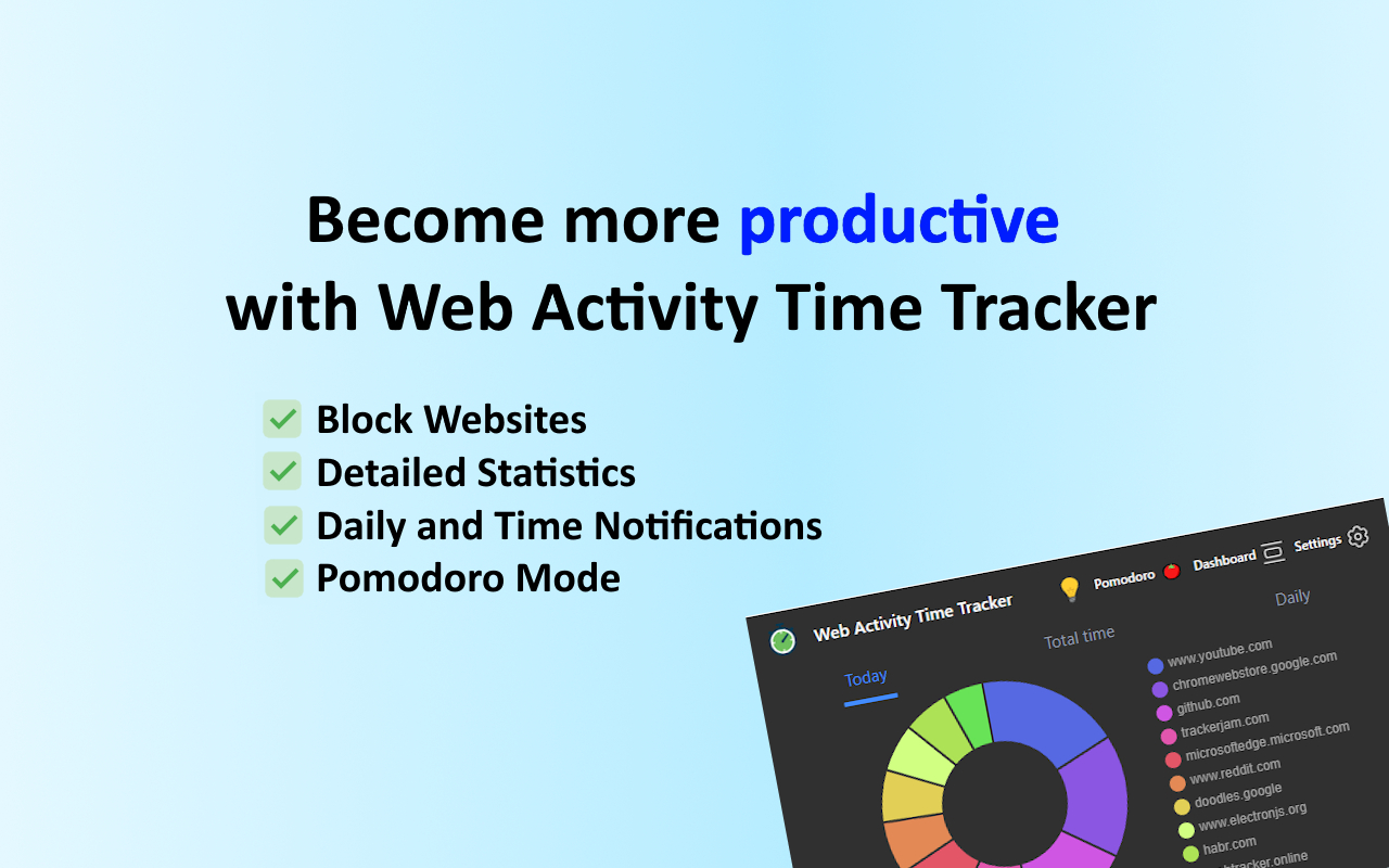 Web Activity Time Tracker - 封鎖網站、Pomodoro 與網頁分析