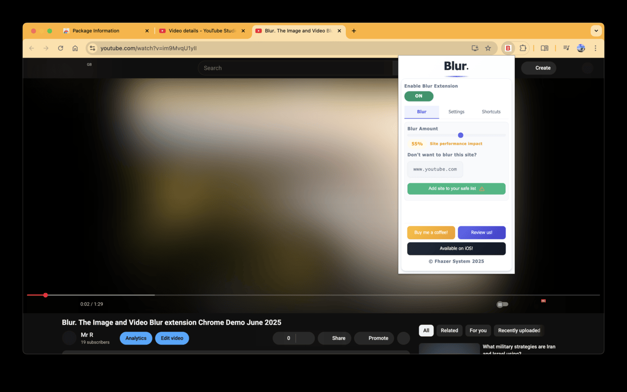 Blur. The Image and Video blur extension