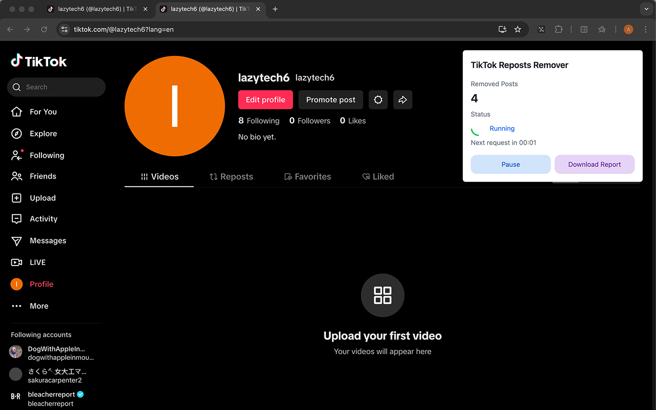 TikTok 转发删除器