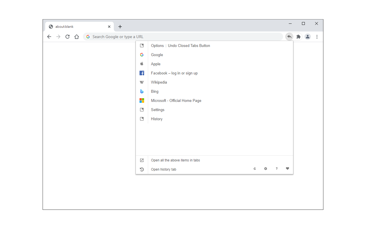 Undo Closed Tabs Button
