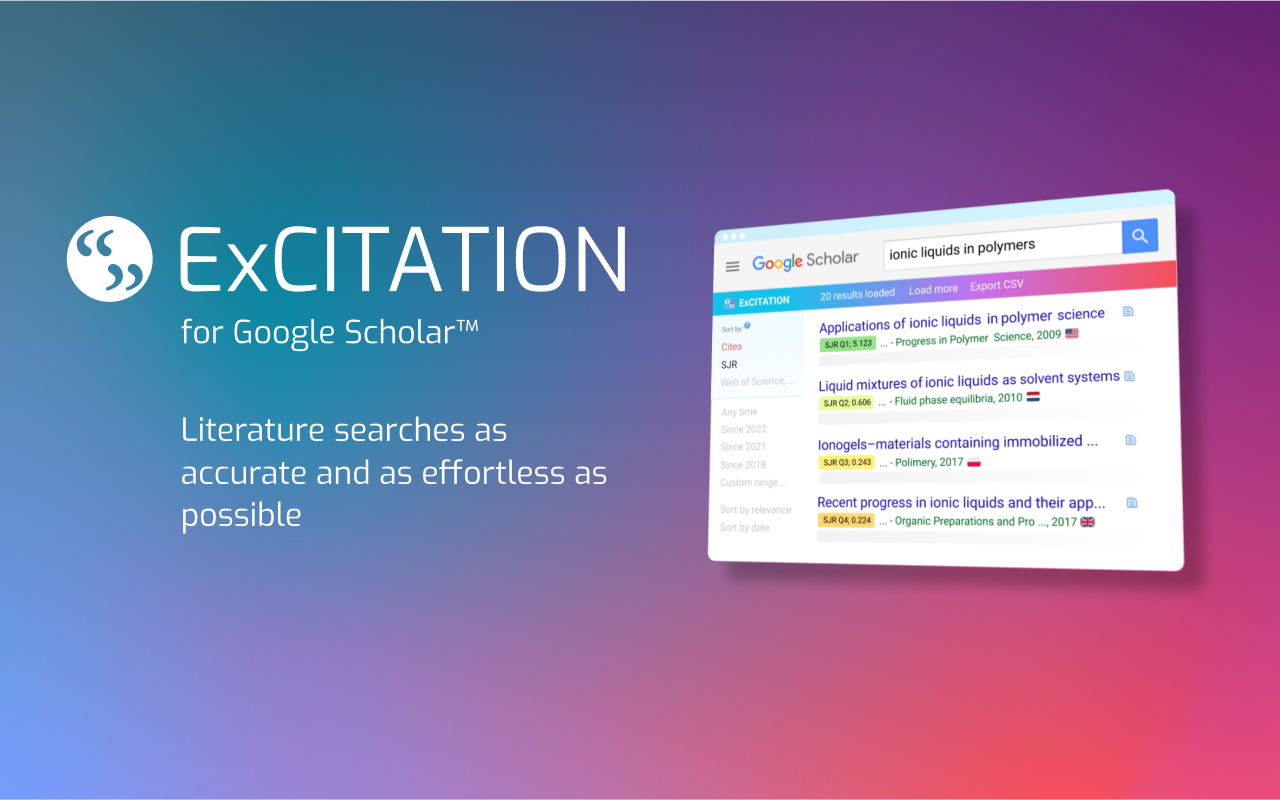 ExCITATION journal ranking in Google Scholar™