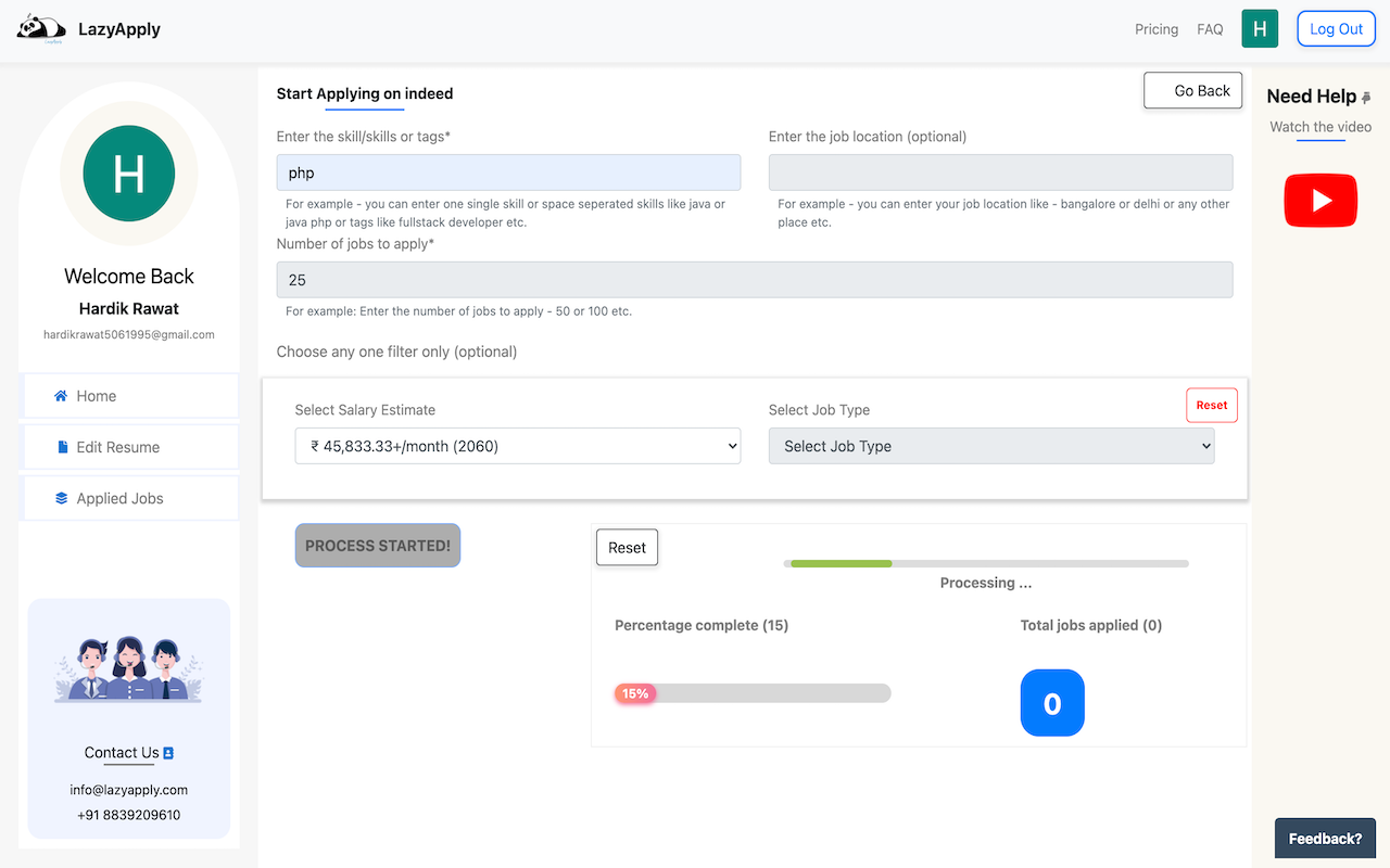 LazyApply : Job Application Bot