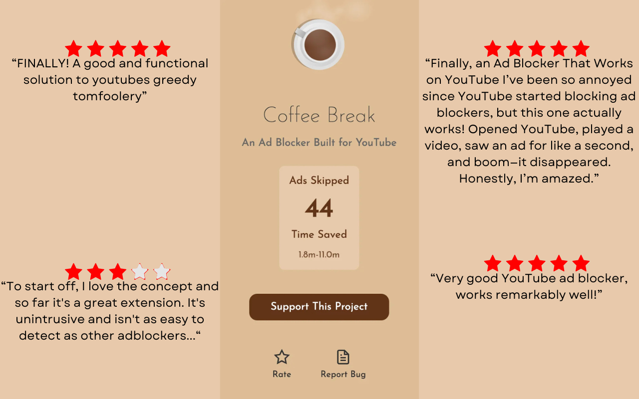 YouTube AdBlock - Coffee Break for YouTube