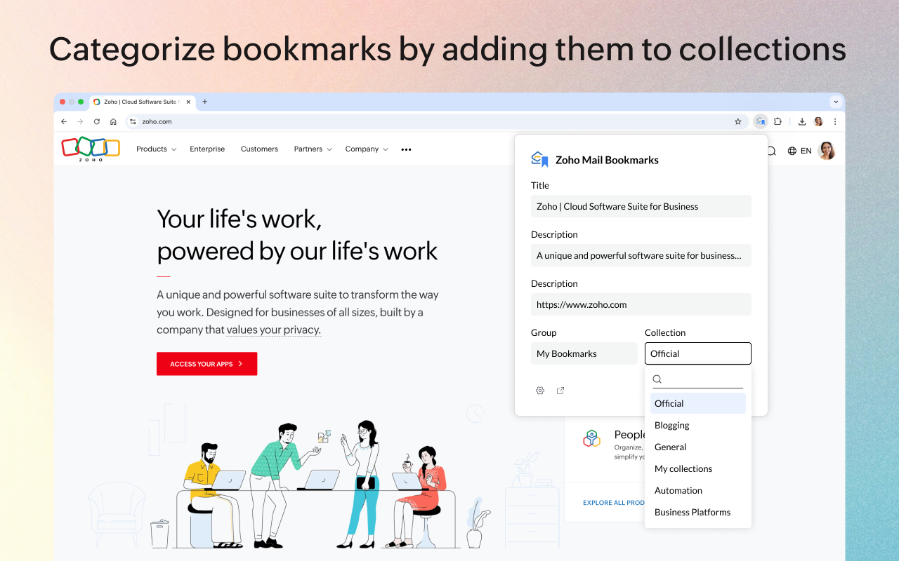 Zoho Mail Bookmarks