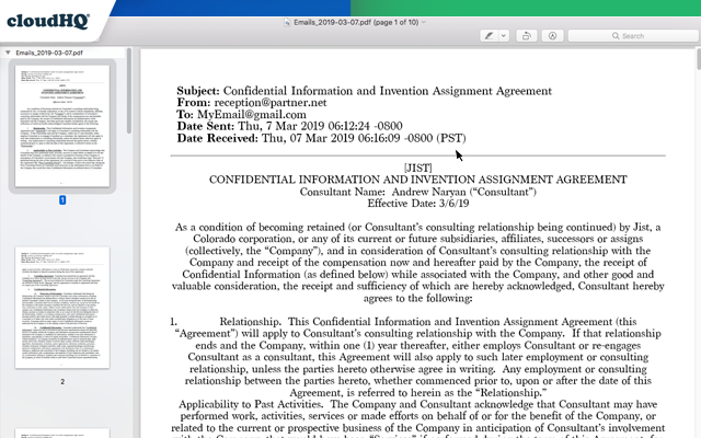 Save Emails as PDF by cloudHQ