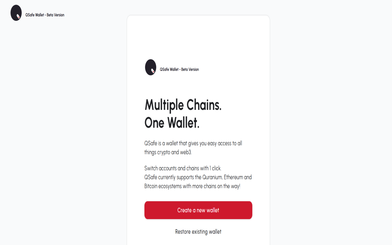 QSafe - Quantum secure crypto wallet.