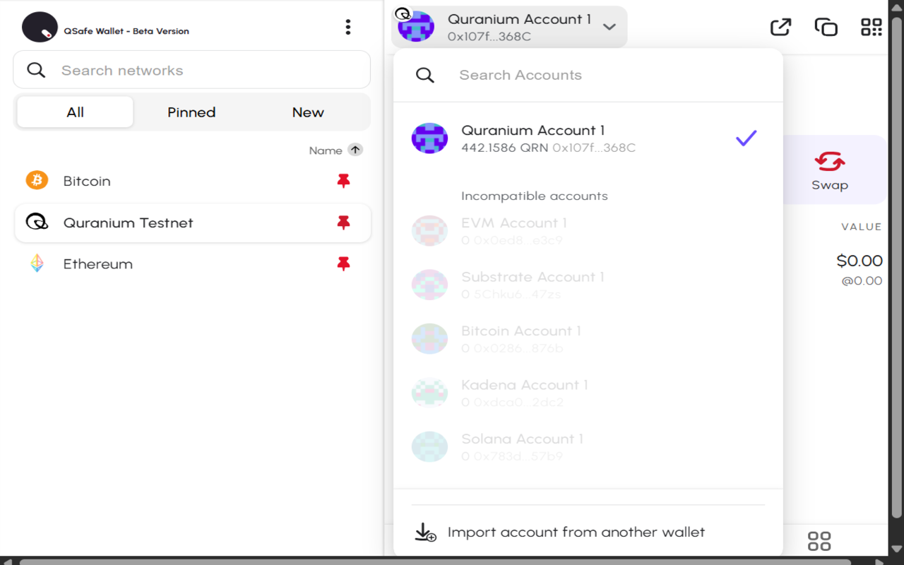 QSafe - Quantum secure crypto wallet.
