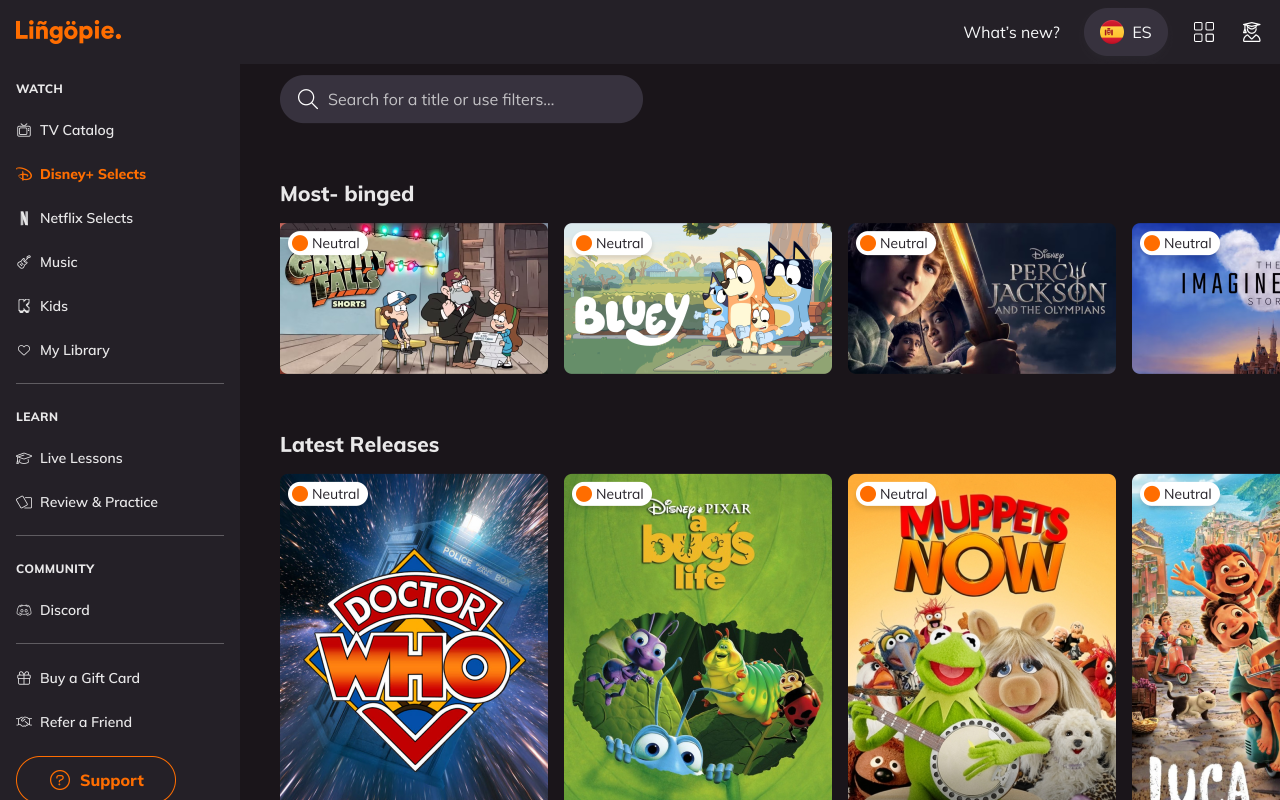 Lingopie - Language Learning With Netflix and Disney+