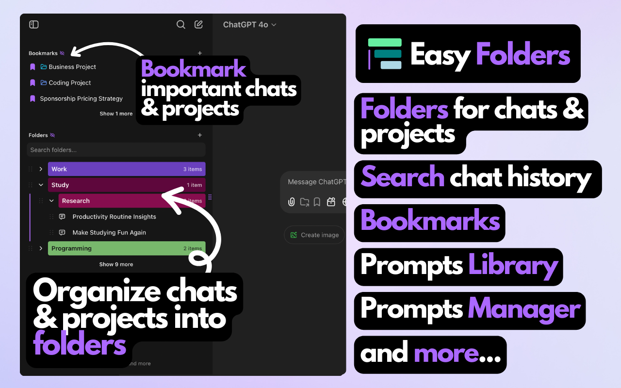 ChatGPT & Claude 文件夹聊天整理器 GPT-3.5/4o AI - Easy Folders