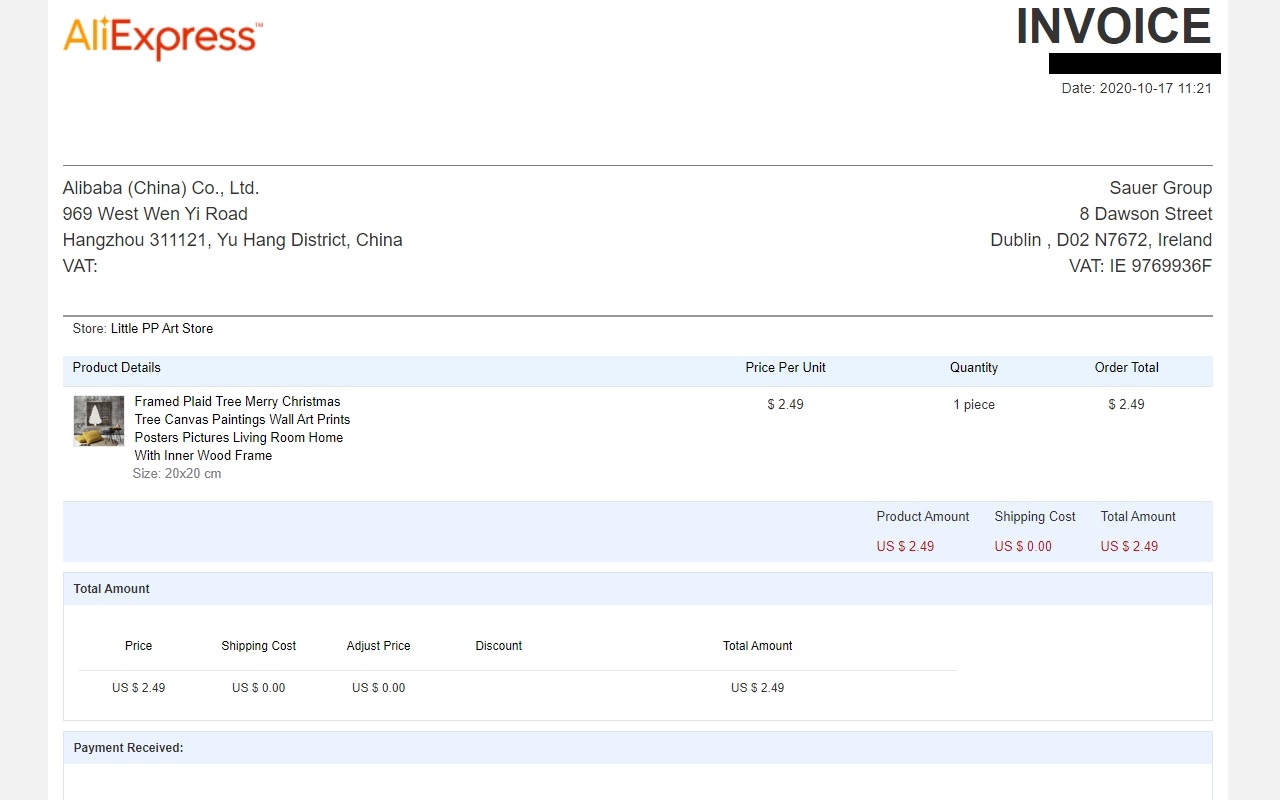 AliBill – AliExpress Invoice Generator