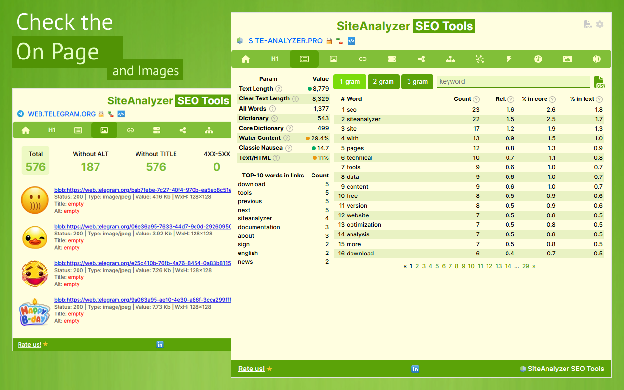 SiteAnalyzer SEO Tools: Free Meta & SEO Checker