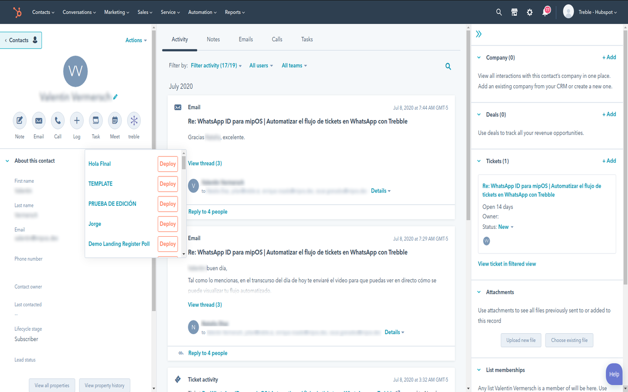 Treble.ai HubSpot Integration