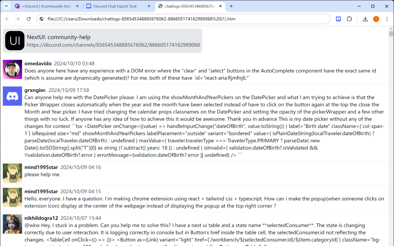 Discord 聊天导出工具