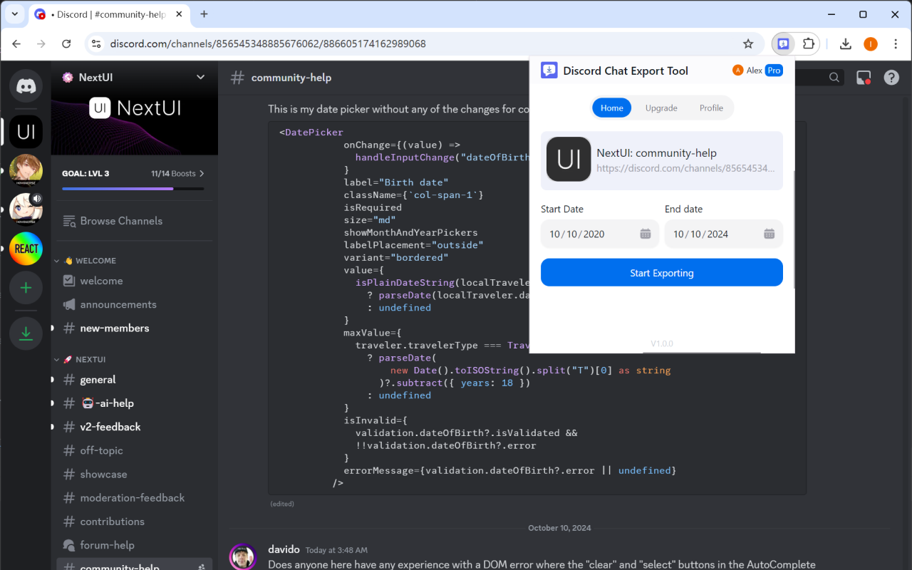 Discord 聊天导出工具